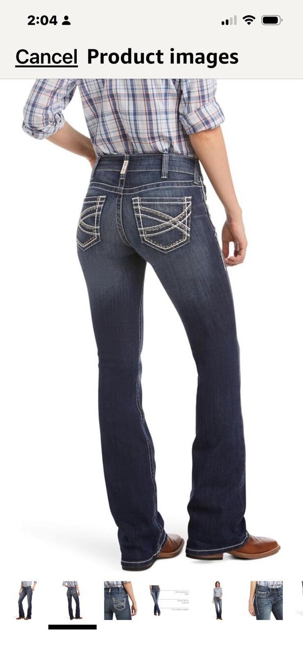 Ariat R.E.A.L. Mid Rise Stretch Entwined Boot Cut Denim Jean Marine NWOT 29R